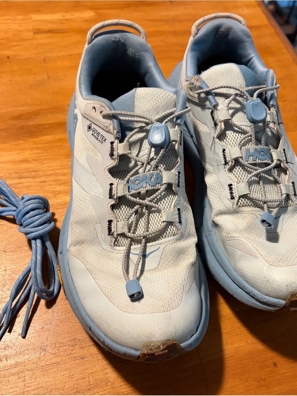 Hoka Pale Blue Slip-On Toggle Lace Sneakers